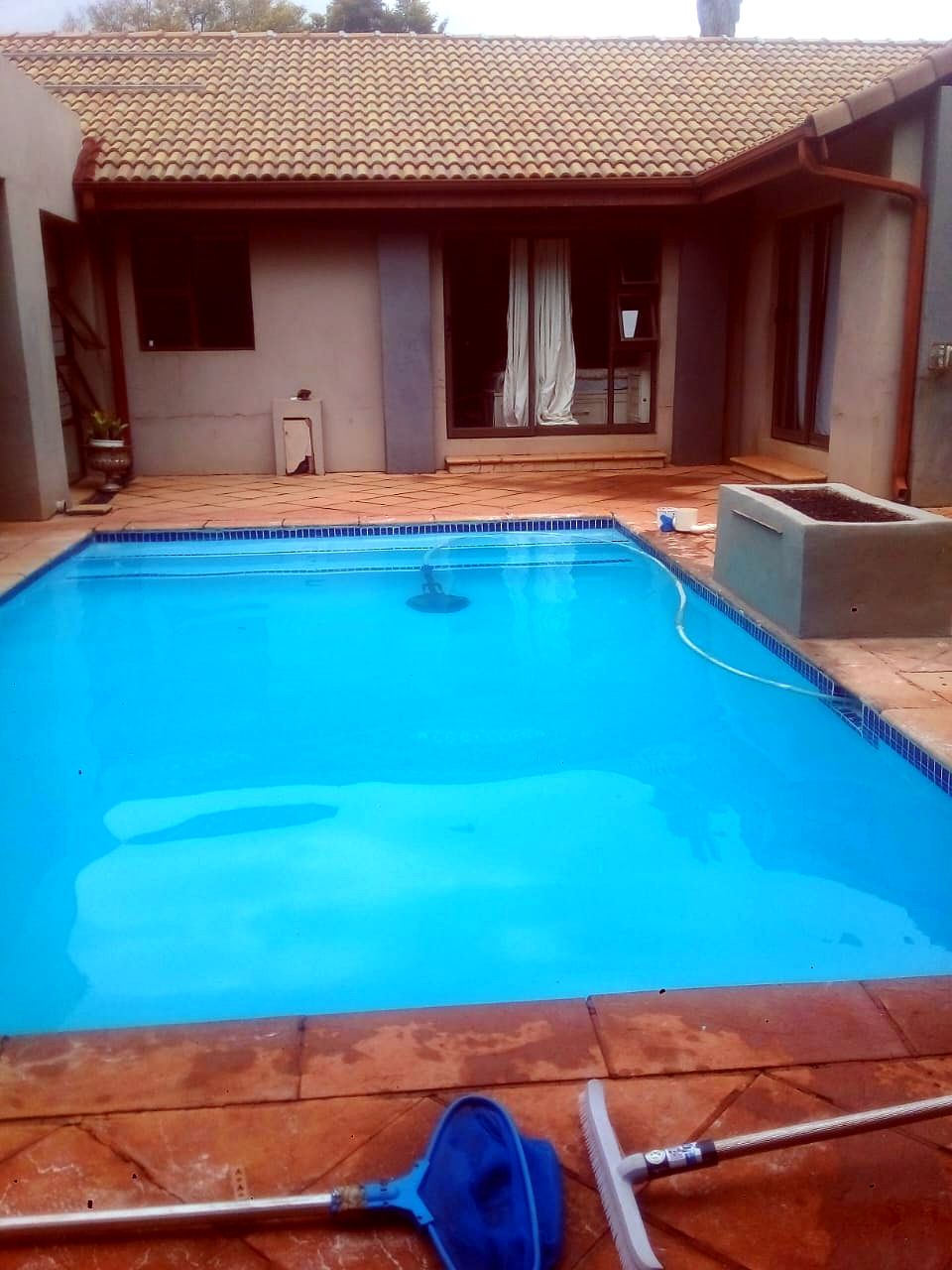 Sparkling filled pool after service