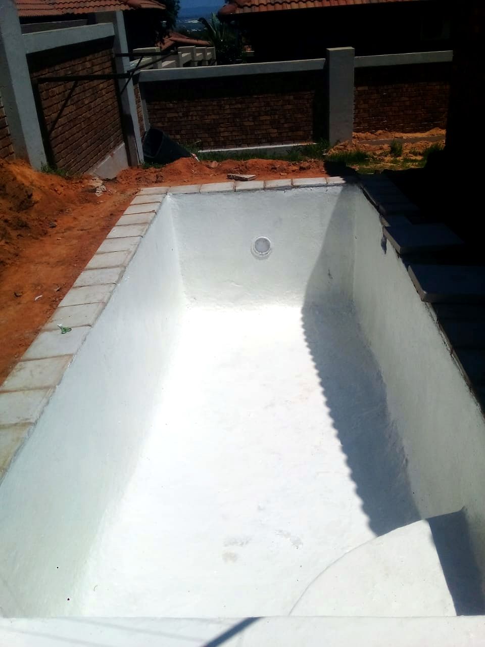 Fresh fibreglass pool shell