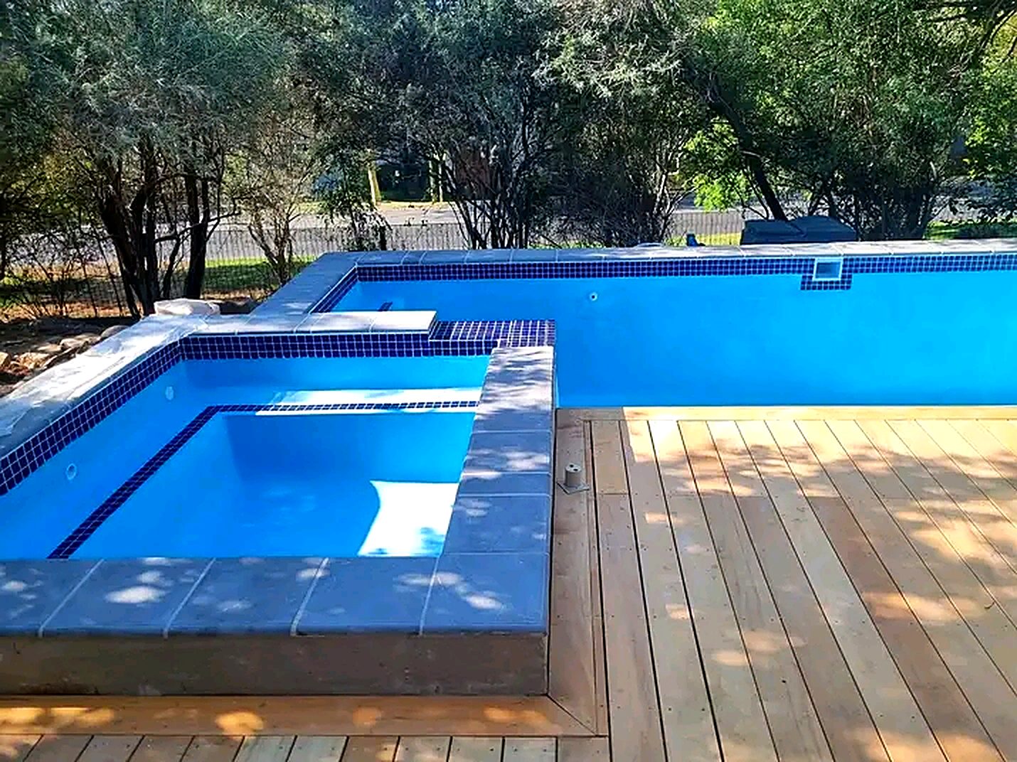 New pool and spa build with deck