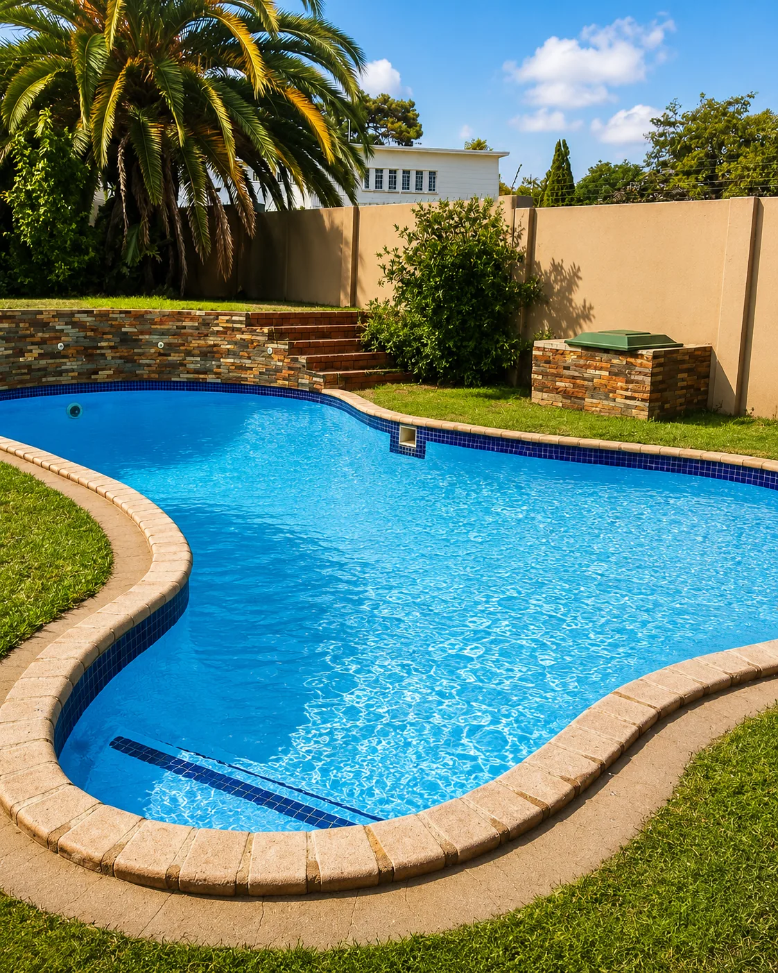 Palm lined pool scene